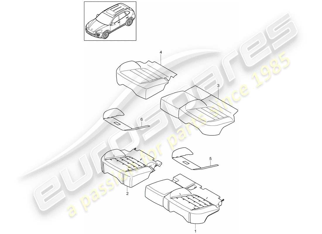 porsche cayenne e2 (2018) seat cushion part diagram