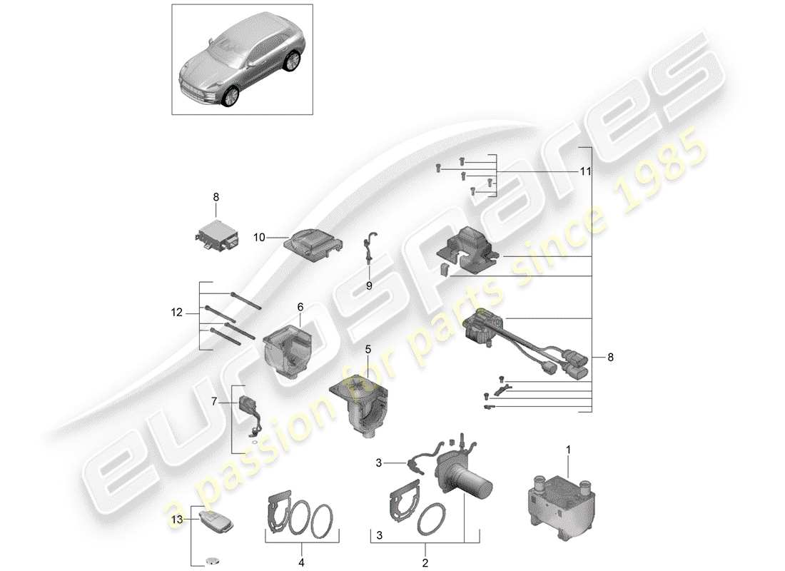 porsche macan (2020) additional heater part diagram