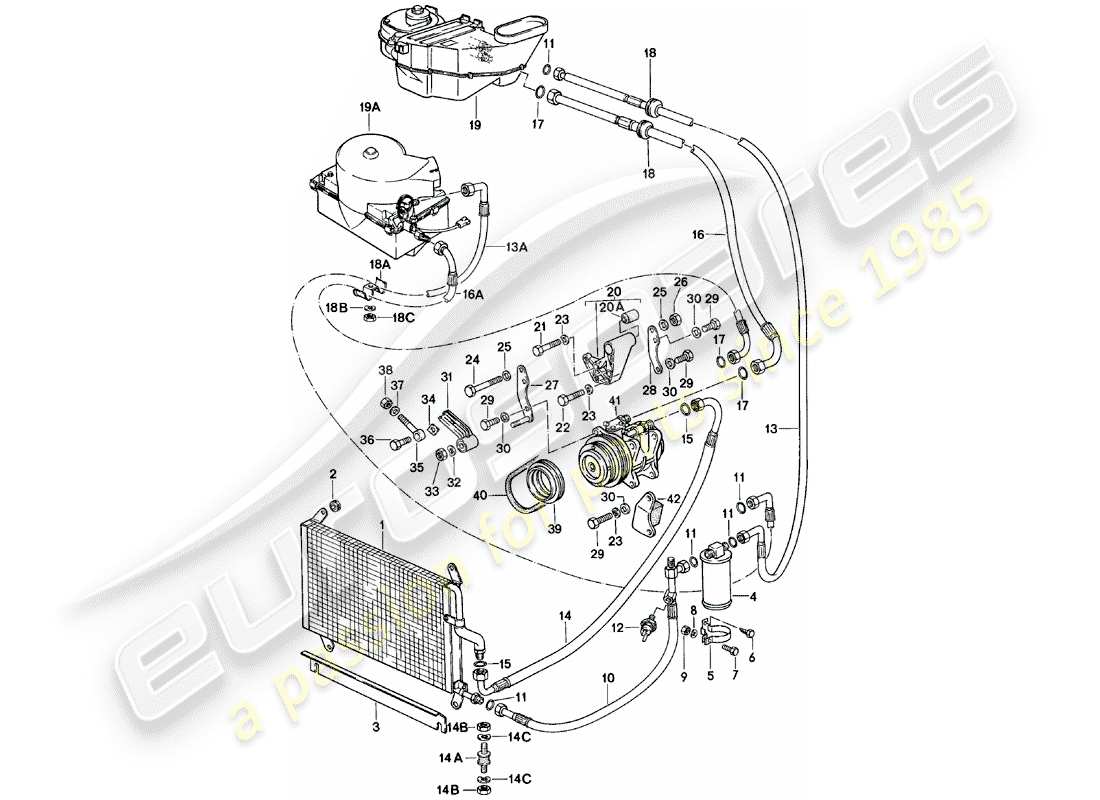 porsche 924 (1982) air conditioner part diagram