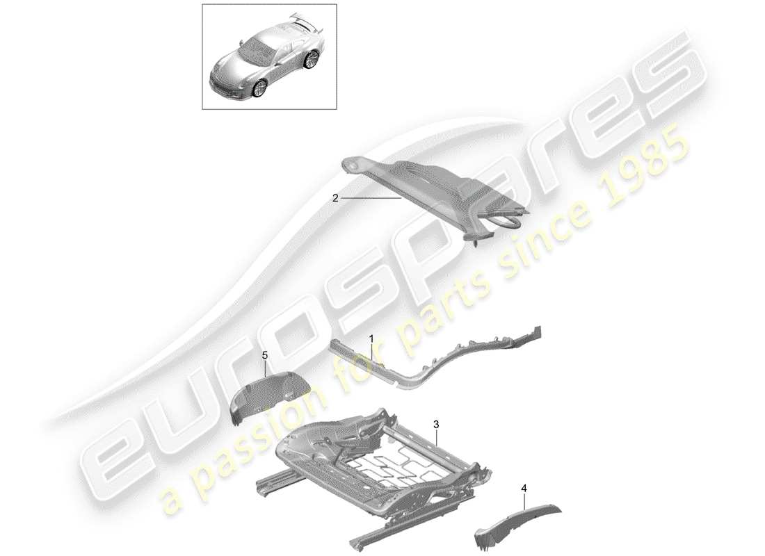 porsche 991r/gt3/rs (2015) padding for seat part diagram