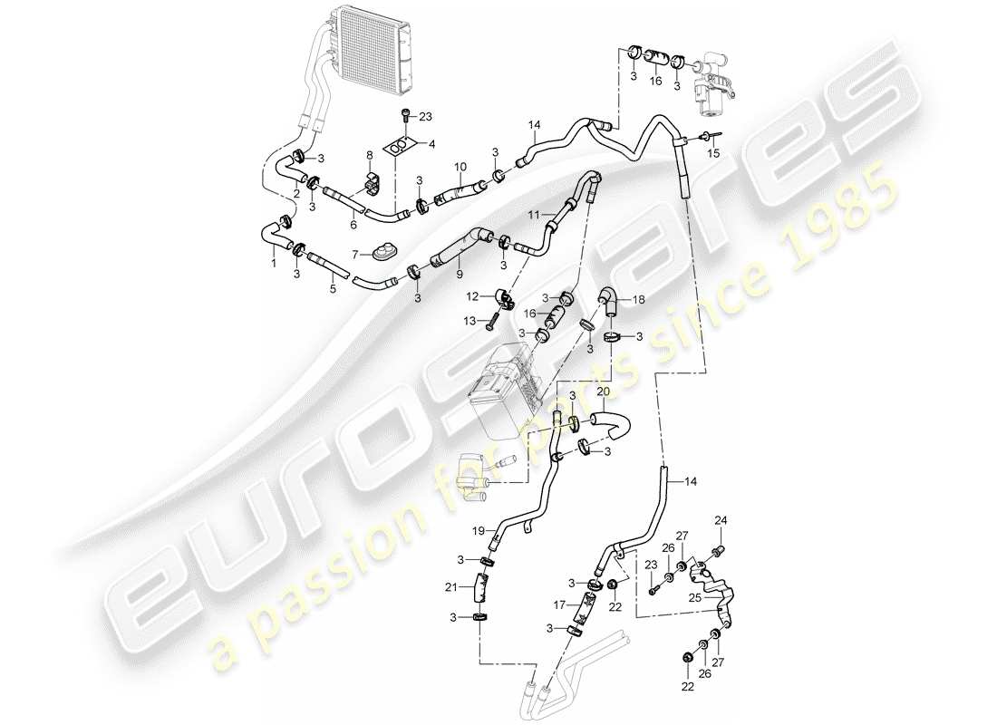 porsche cayenne (2003) air con./heating/aux. heater part diagram