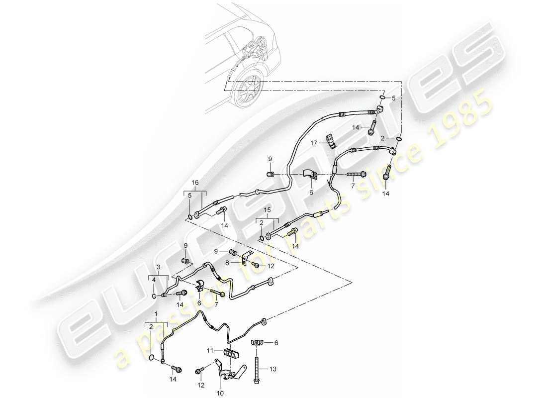 porsche cayenne (2008) refrigerant circuit part diagram