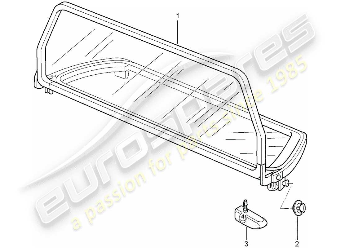 porsche 997 (2008) windscreen part diagram