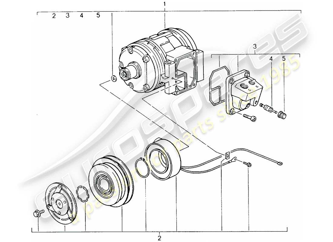 porsche 964 (1990) compressor part diagram