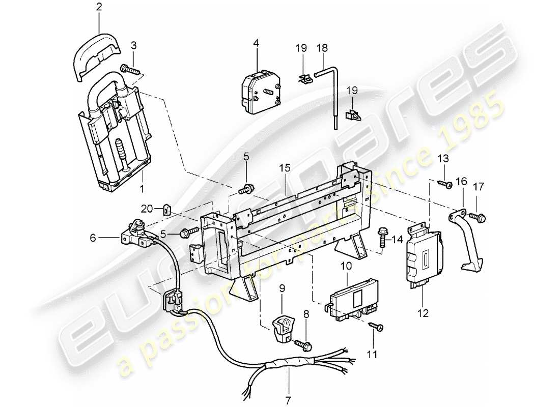 porsche 996 (2005) roll bar part diagram