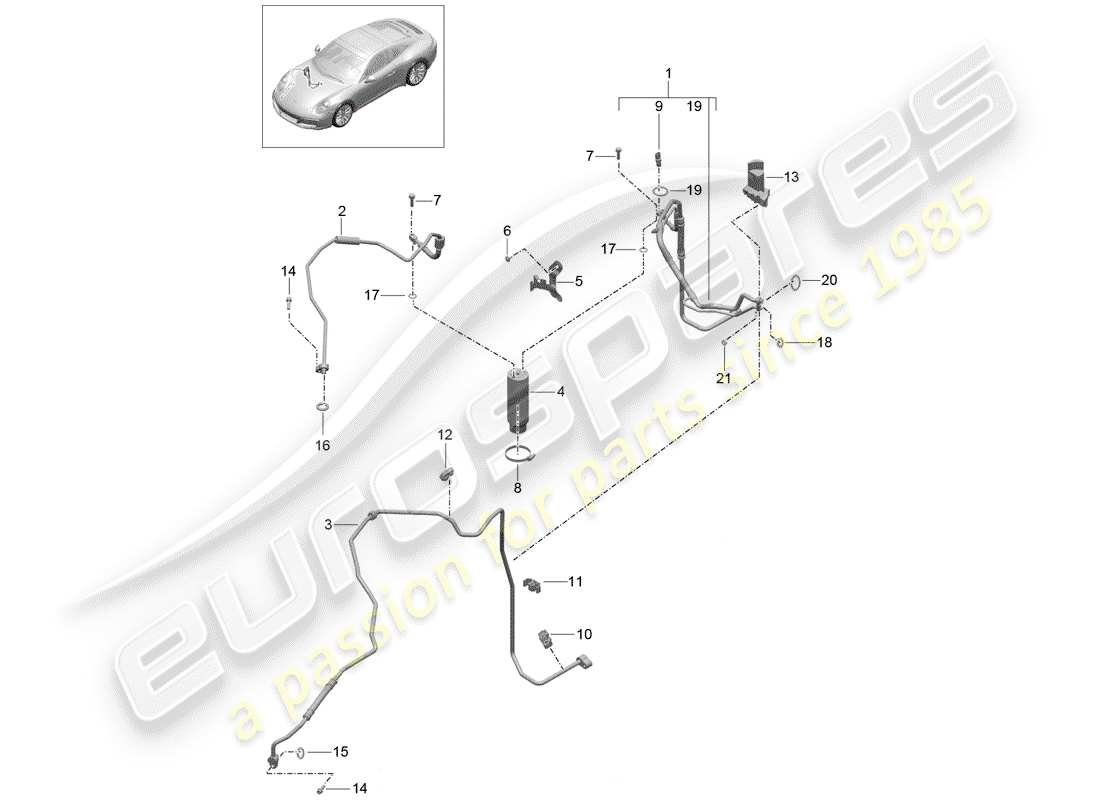 porsche 991 gen. 2 (2018) air conditioner part diagram