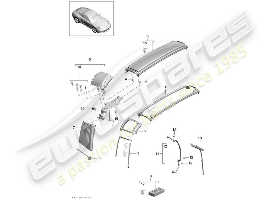 porsche 991 gen. 2 (2020) trim part diagram