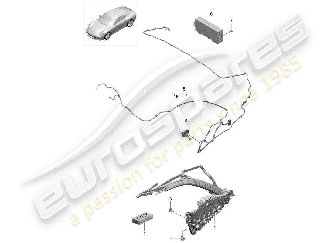 porsche 991 gen. 2 (2020) top frame part diagram