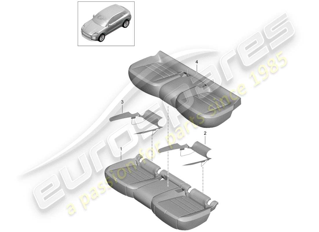 porsche macan (2020) foam part part diagram