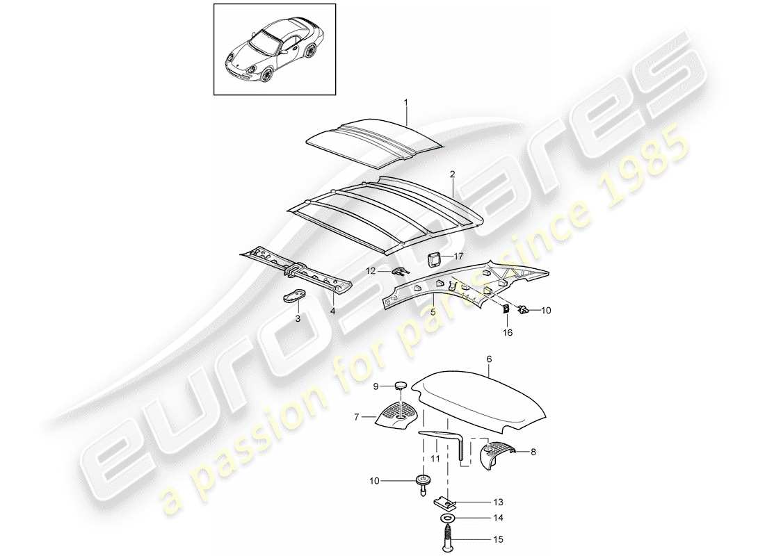 porsche 997 gen. 2 (2012) hardtop part diagram