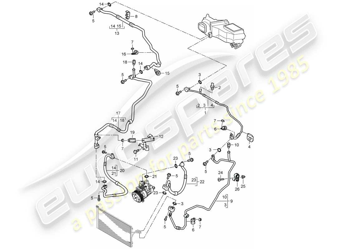 porsche cayenne (2010) refrigerant circuit part diagram