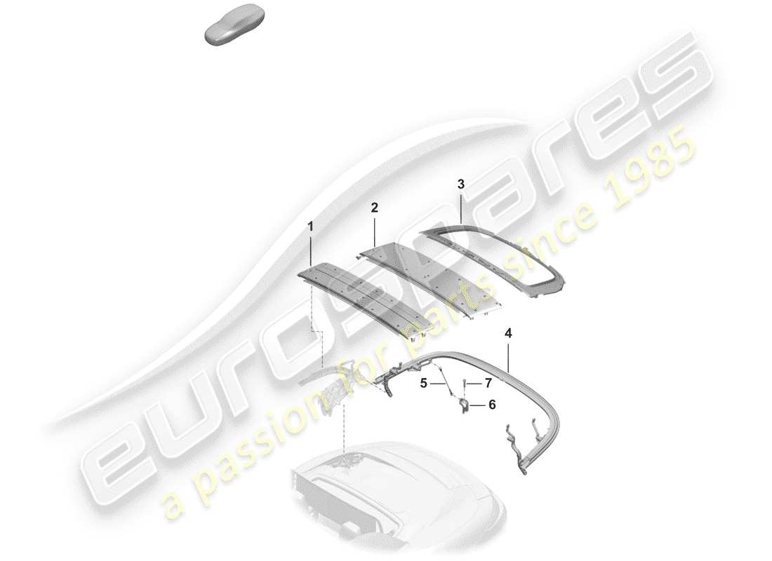 porsche 2020 top frame part diagram