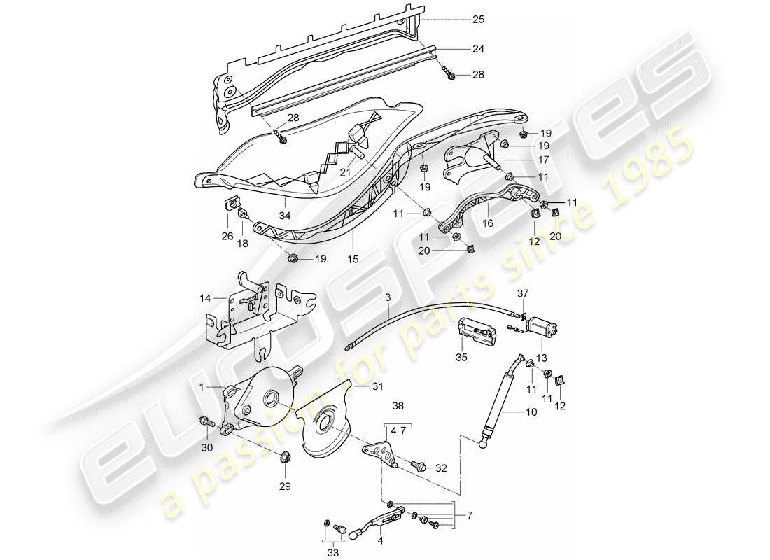 porsche boxster 987 (2012) driving mechanism part diagram