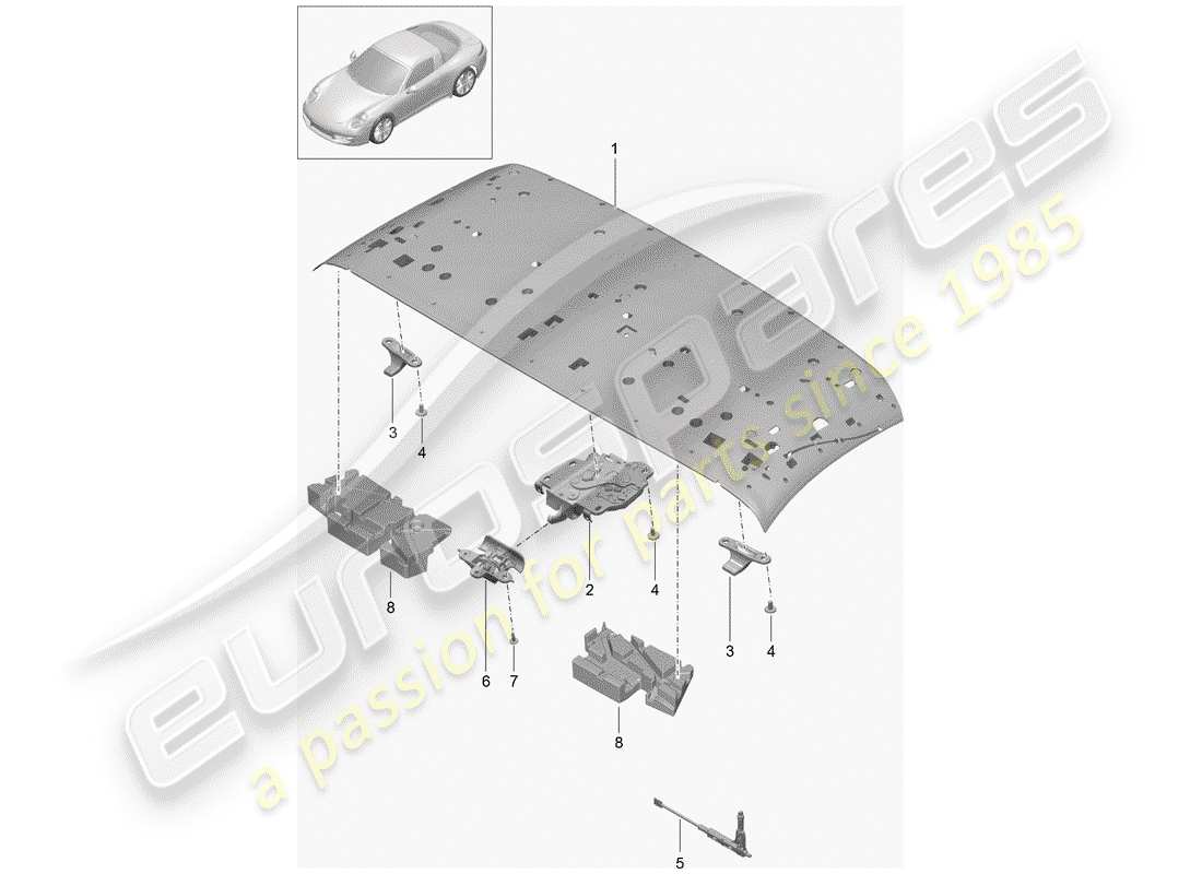 porsche 991 gen. 2 (2018) top frame part diagram