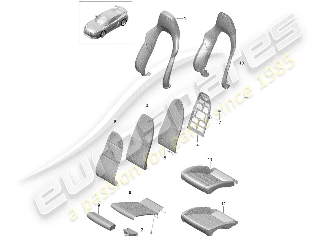 porsche cayman gt4 (2016) foam part part diagram