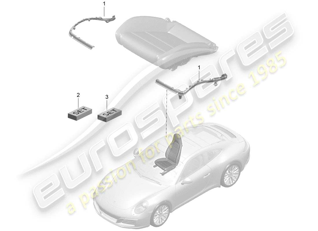 porsche 991 gen. 2 (2018) padding for seat part diagram