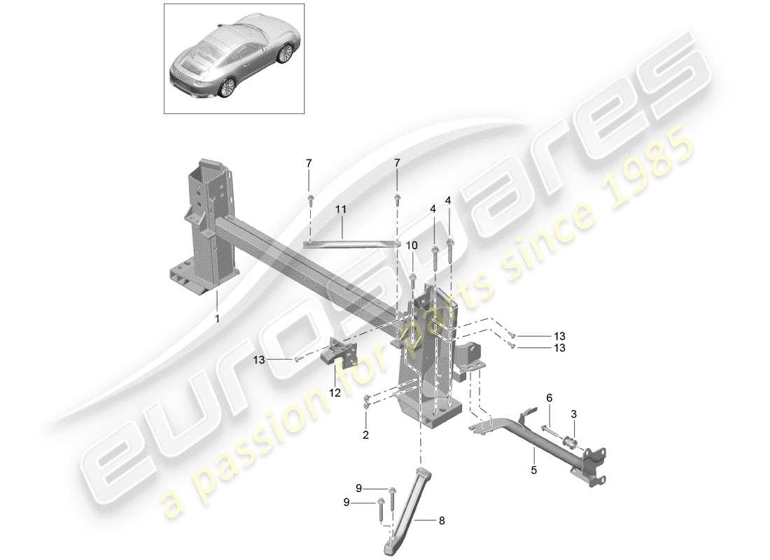 porsche 991 gen. 2 (2020) retaining frame part diagram