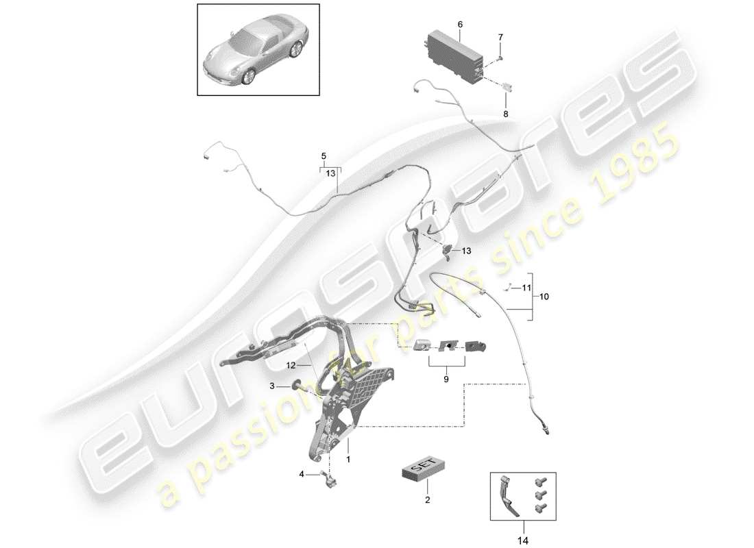 porsche 991 gen. 2 (2020) top frame part diagram