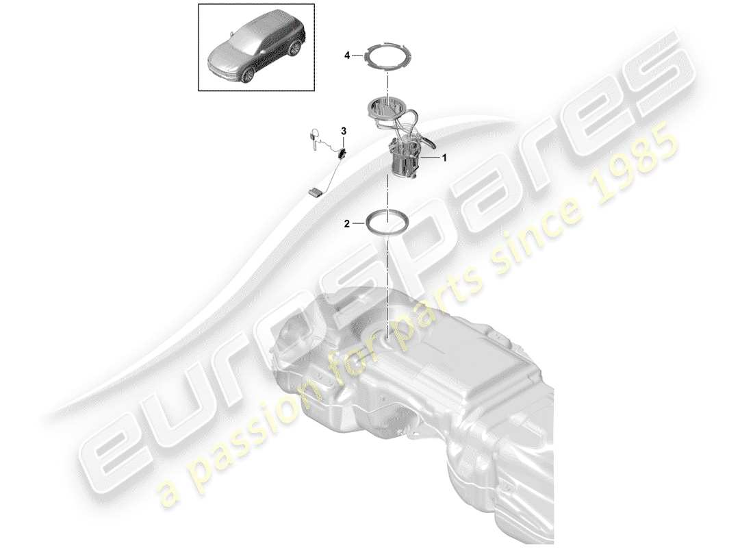 porsche cayenne e3 (2018) fuel tank part diagram