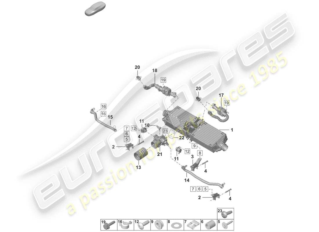 porsche 2019 charge air cooler part diagram