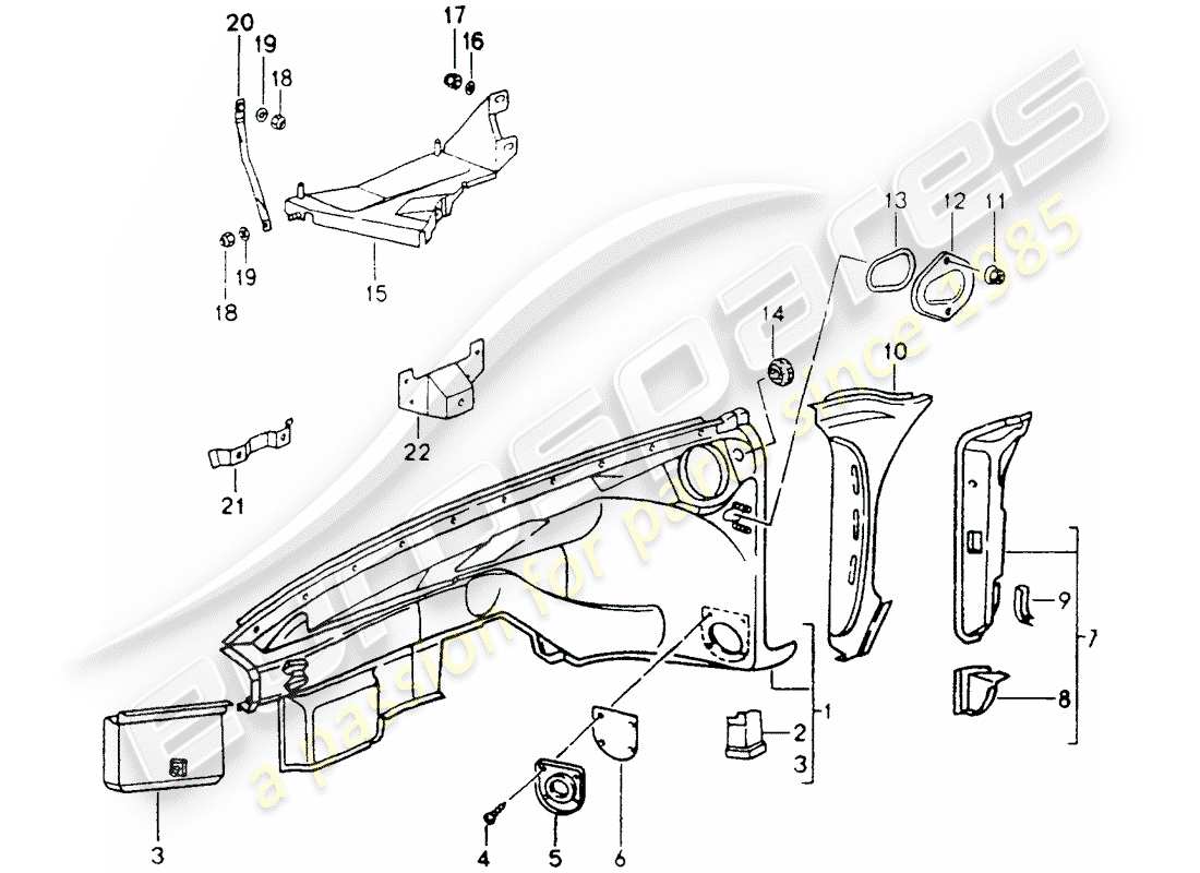 porsche 964 (1991) interior panelling part diagram