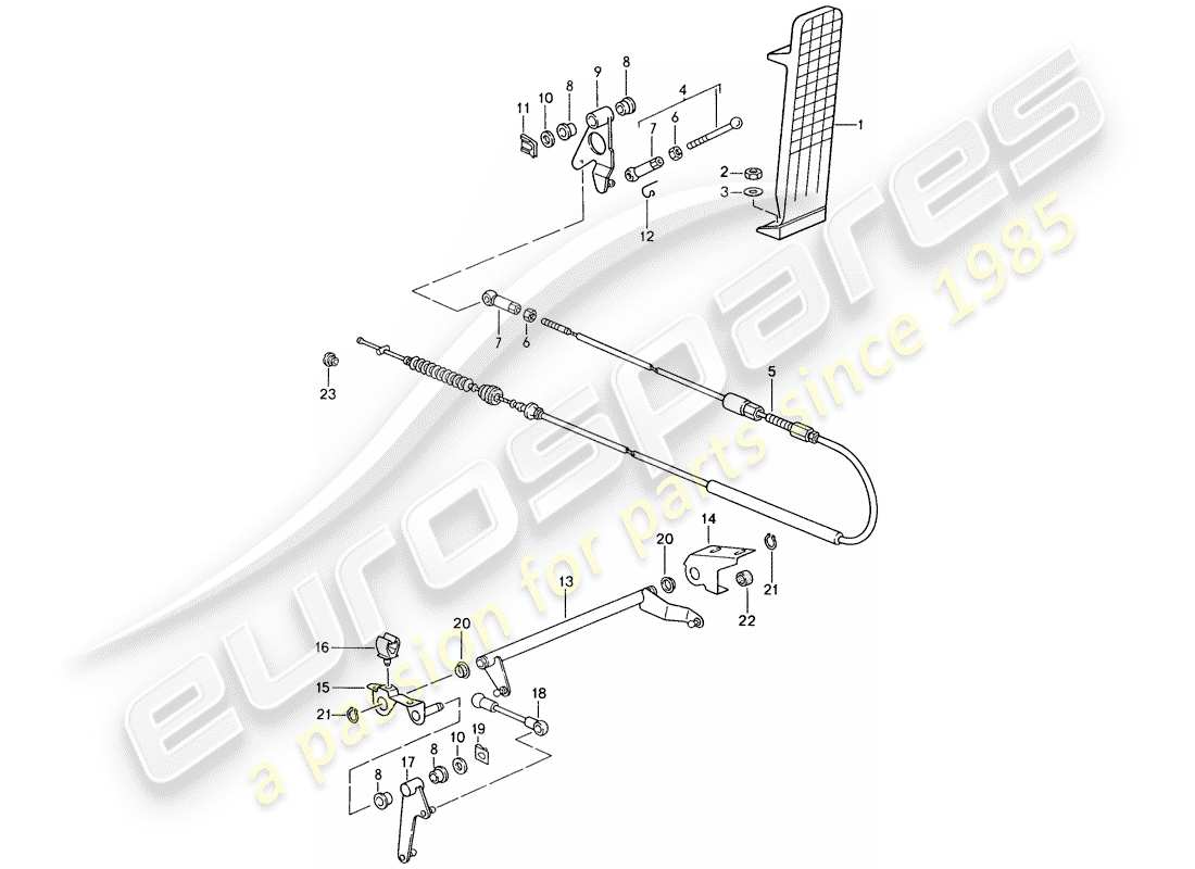 porsche 993 (1996) pedals - throttle control part diagram