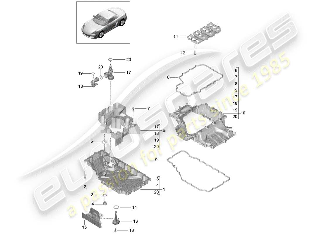 porsche 718 boxster (2017) engine (oil press./lubrica.) part diagram