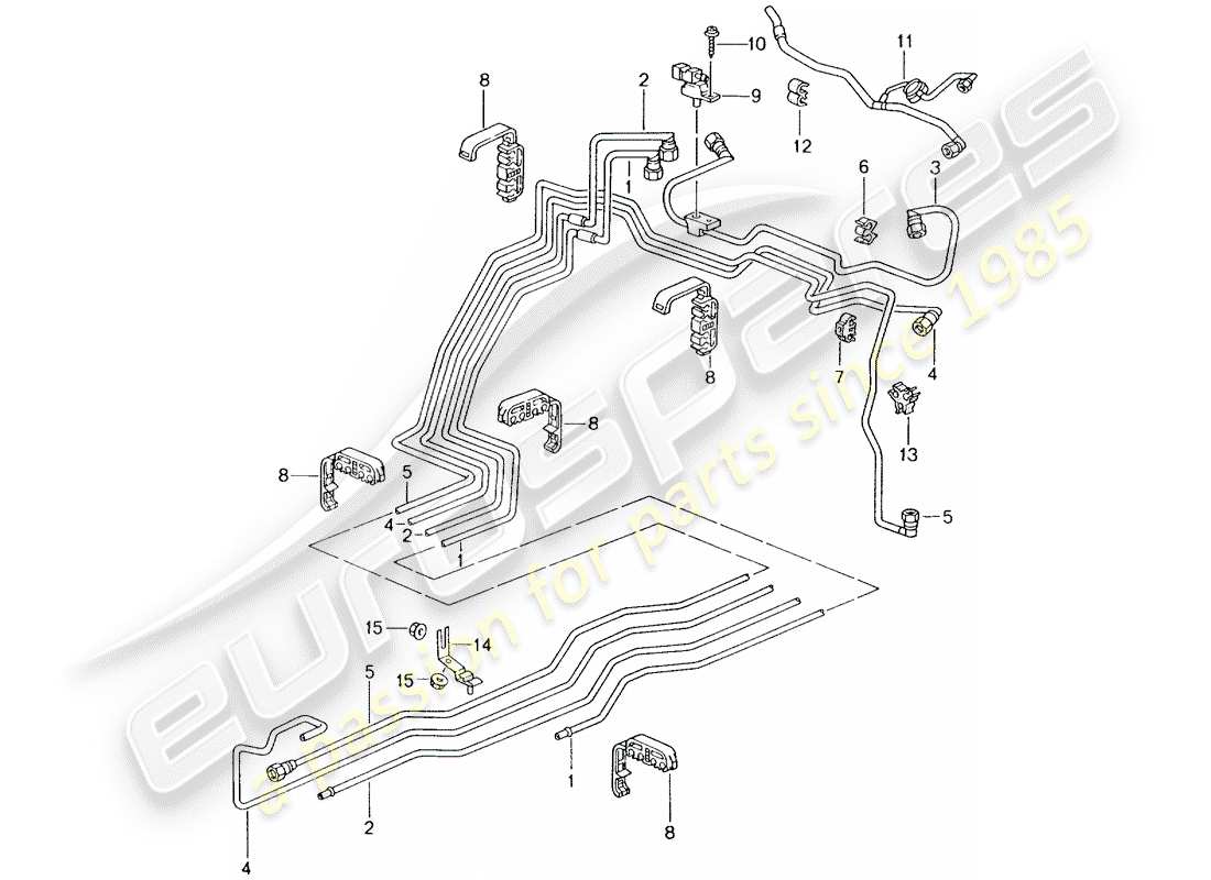 porsche 996 (2005) fuel line - fuel supply system part diagram