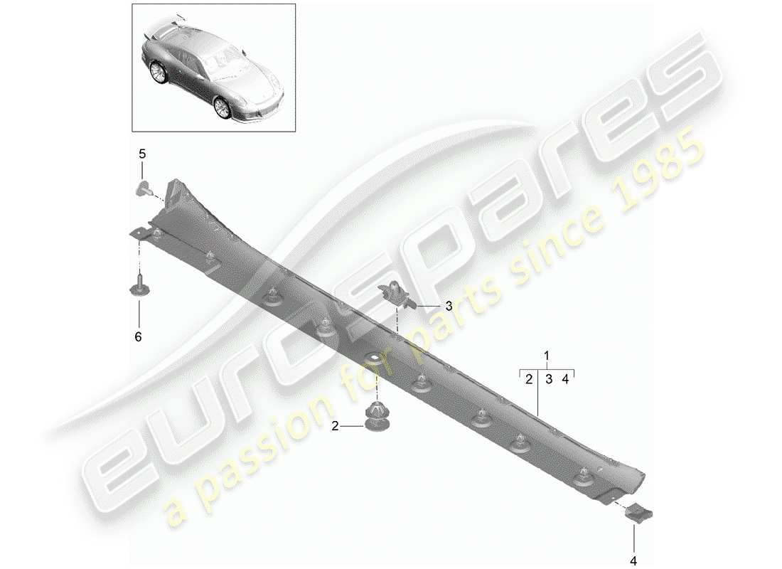 porsche 991r/gt3/rs (2015) side member trim part diagram