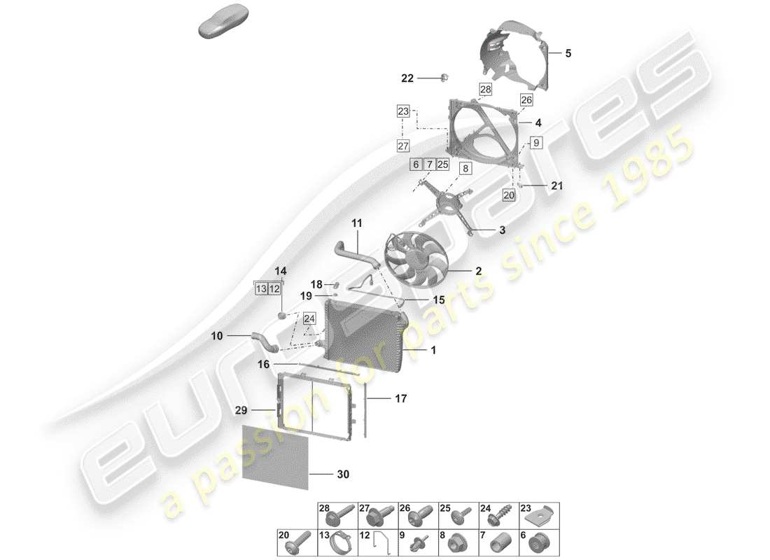 porsche 2019 radiator part diagram