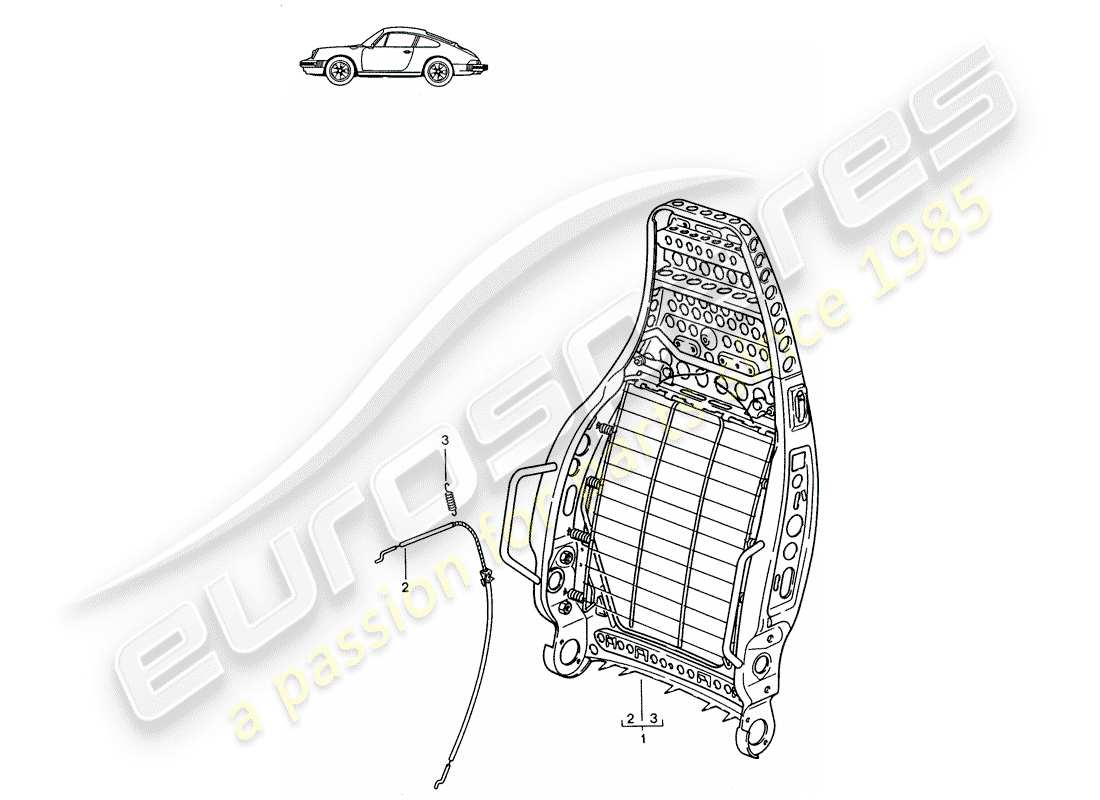 porsche seat 944/968/911/928 (1990) backrest frame - sports seat - d - mj 1985>> - mj 1986 part diagram