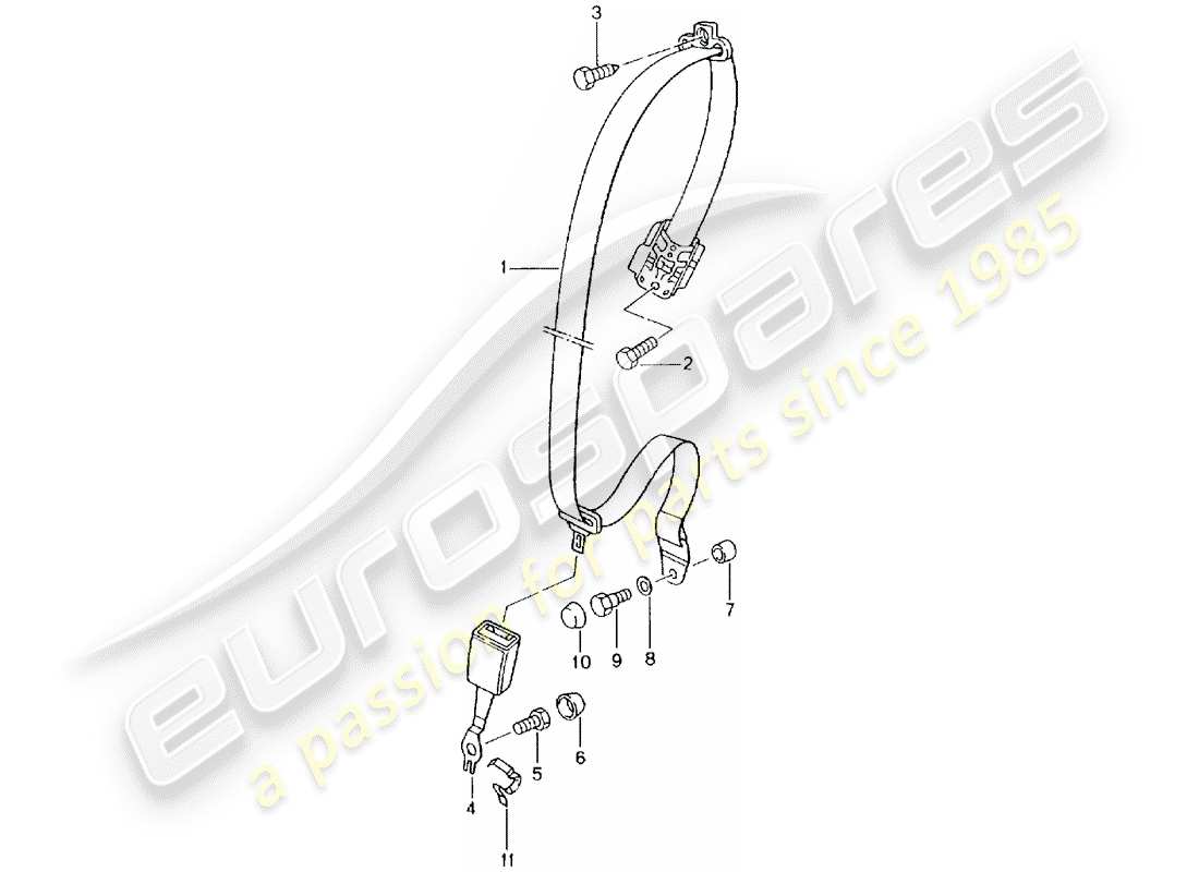 porsche 996 t/gt2 (2003) seat belt part diagram