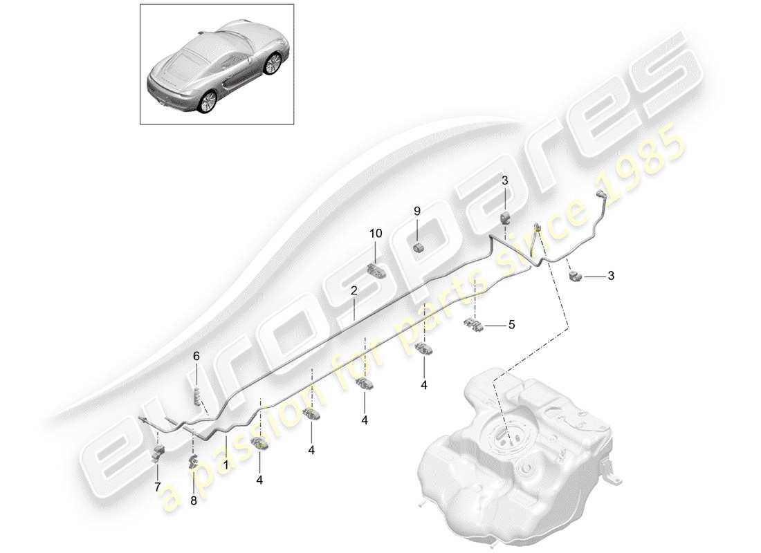 porsche cayman 981 (2015) fuel system part diagram