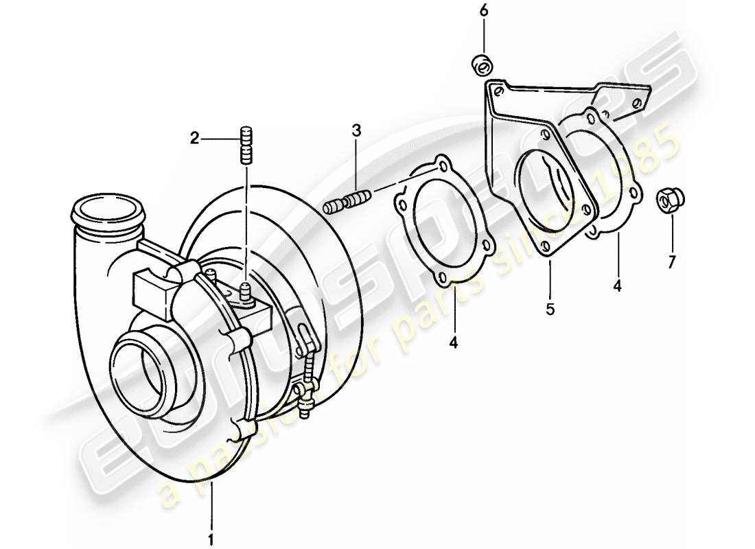 porsche 911 (1986) exhaust gas turbocharger part diagram