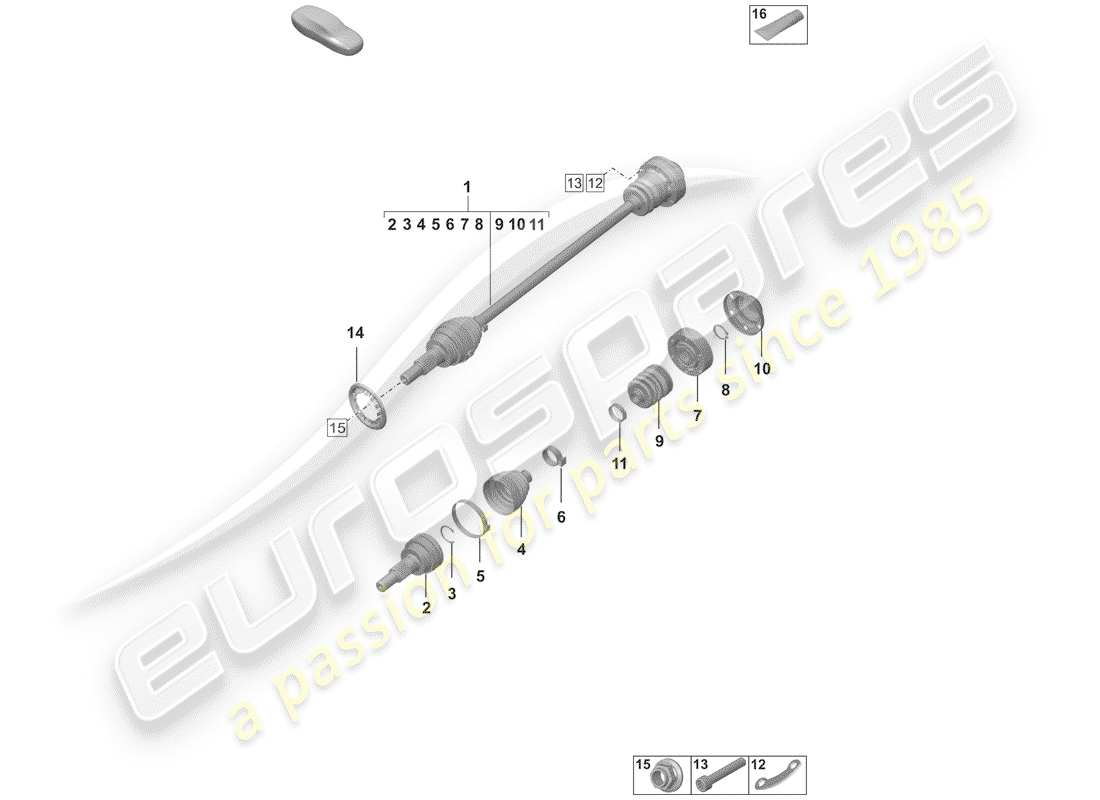 porsche 2019 drive shaft part diagram