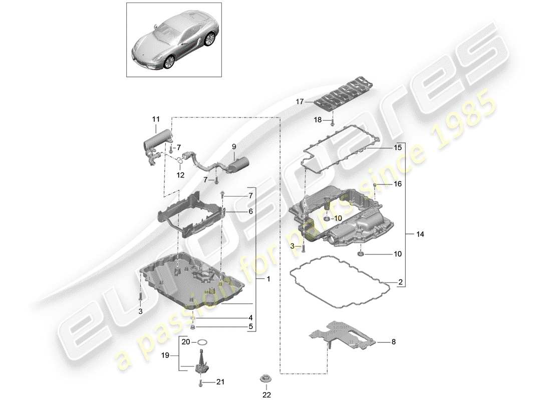 porsche cayman 981 (2015) oil pan part diagram