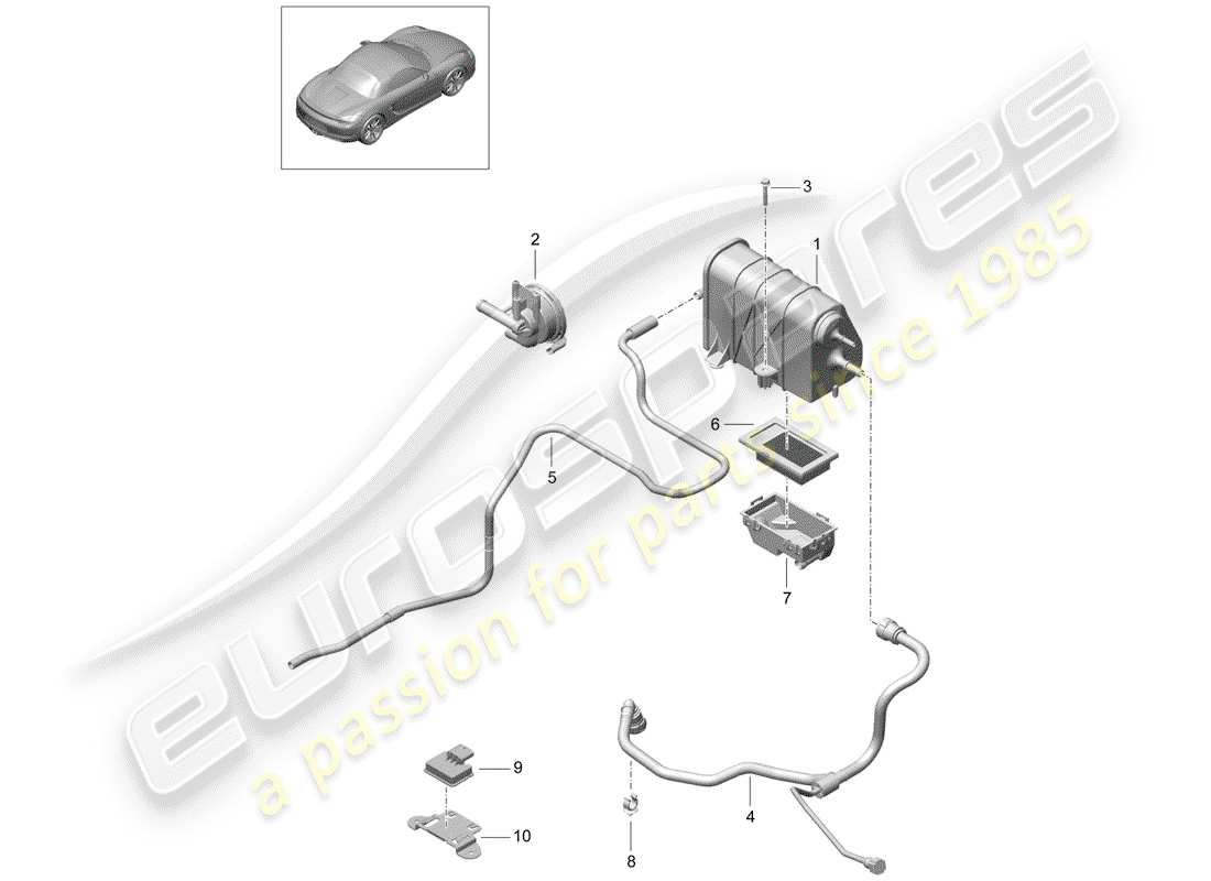 porsche boxster 981 (2014) evaporative emission canister part diagram