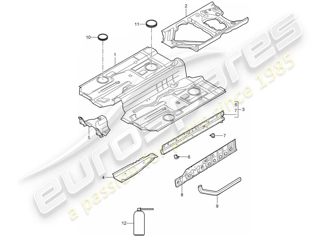 porsche 997 gt3 (2011) floor part diagram