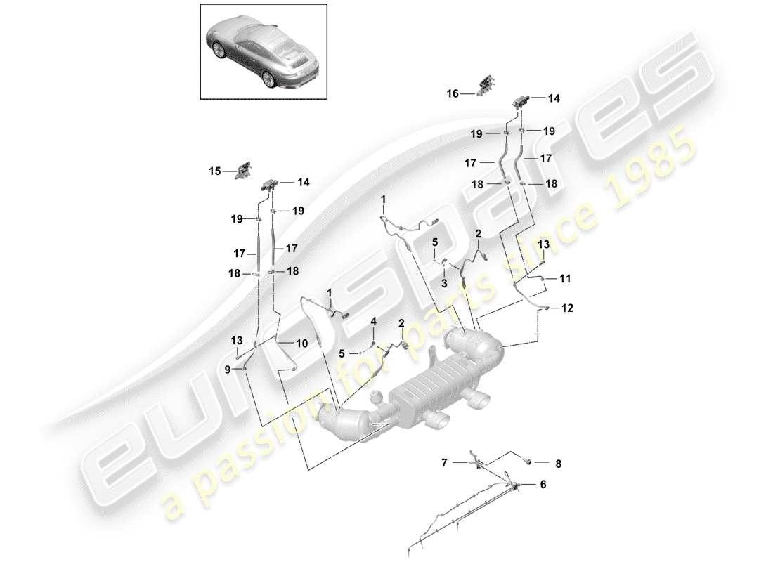 porsche 991 gen. 2 (2020) exhaust system part diagram