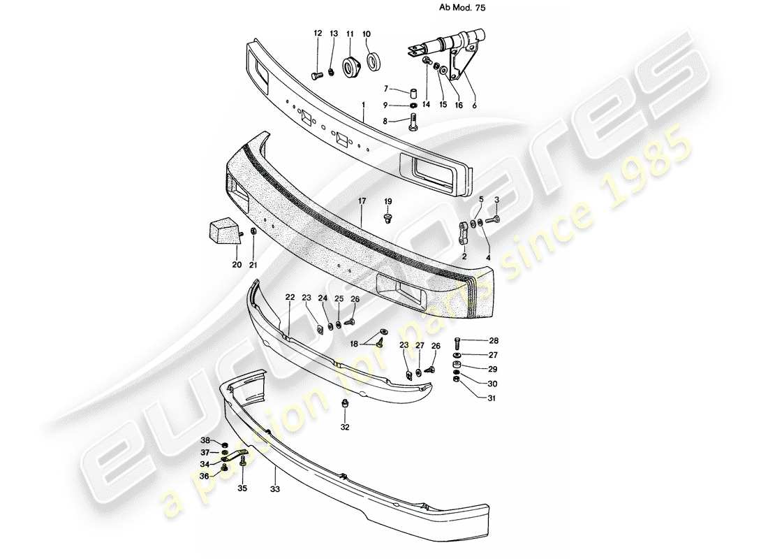 porsche 914 (1971) bumper - d - mj 1975>> part diagram