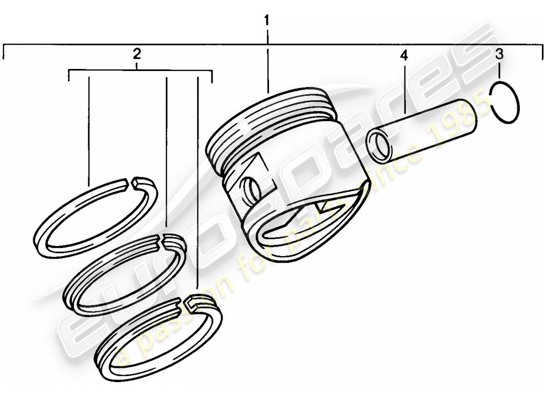 porsche 924 (1977) piston - piston rings part diagram