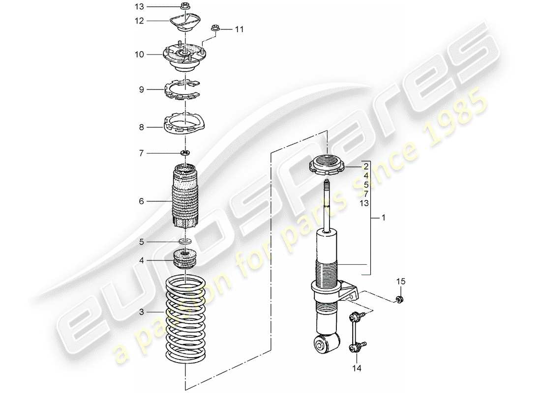 porsche 993 (1995) shock absorber - coil spring - connecting link - new design - see technical information - group 4 - nr. 145/15 - nr. 7/16 - modification - accessories - attention part diagram