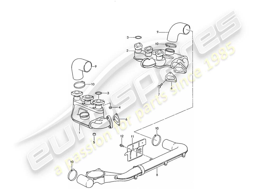 porsche 993 (1995) exhaust system - heater core - see technical information - group 2 - nr. 2/ 98 part diagram