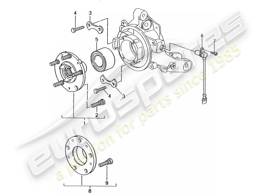 porsche 993 (1996) wheel hub part diagram