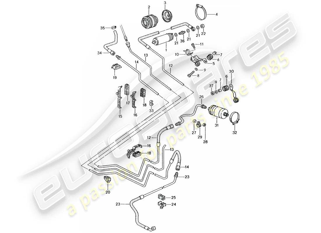 porsche 993 (1996) fuel system part diagram