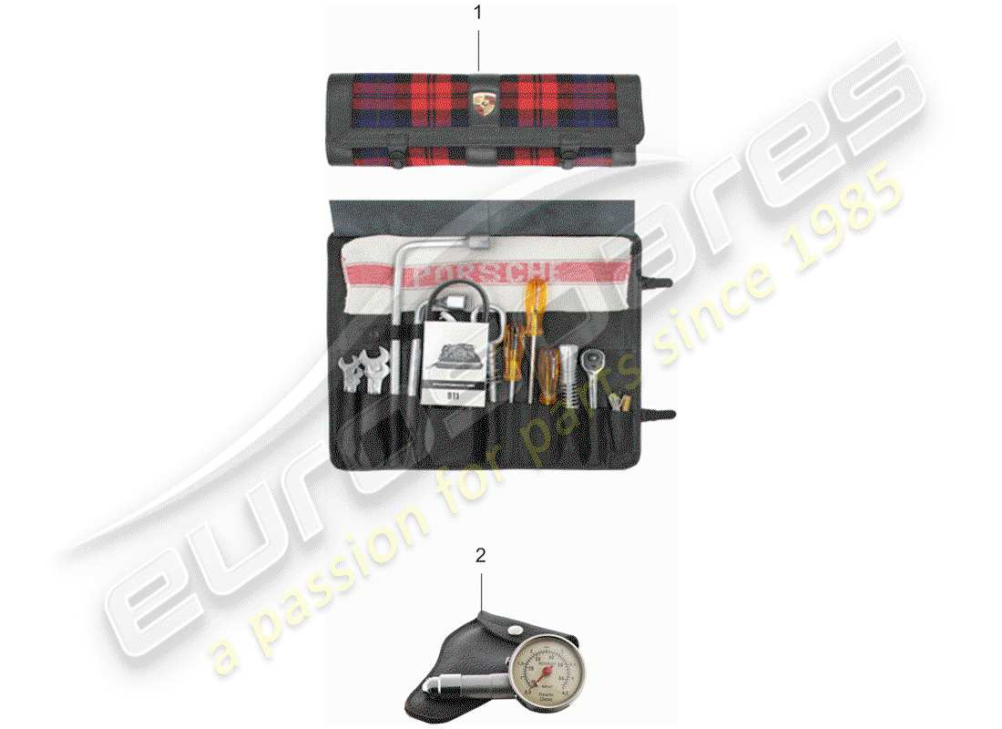 porsche 911 (1980) tool kit bag - additional accessories in the - classic catalogue - (model: cla) part diagram