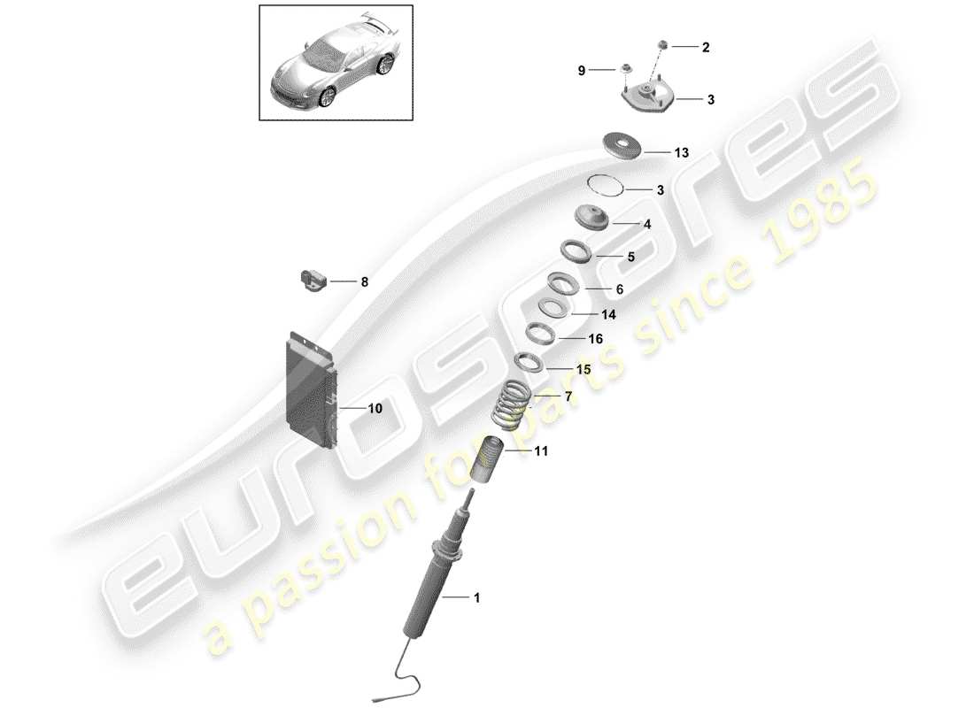 porsche 991r/gt3/rs (2017) vibration damper part diagram