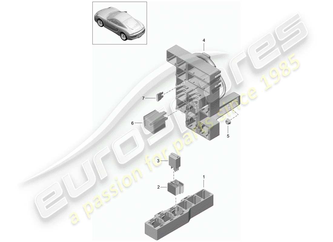 porsche cayman 981 (2015) fuse box/relay plate part diagram