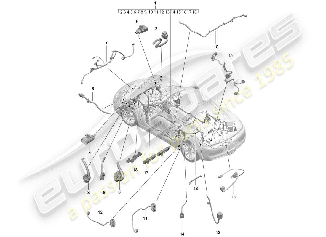 porsche cayman 981 (2015) wiring harnesses part diagram