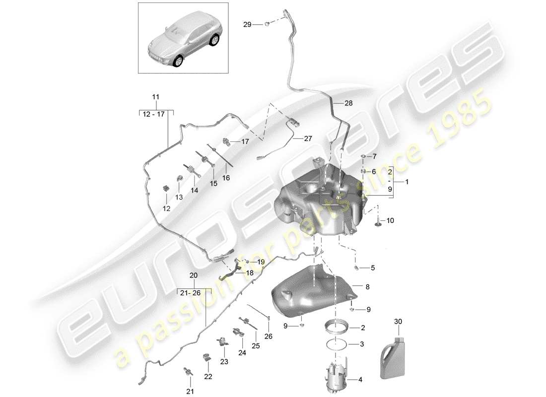 porsche macan (2014) ex. emission control system part diagram